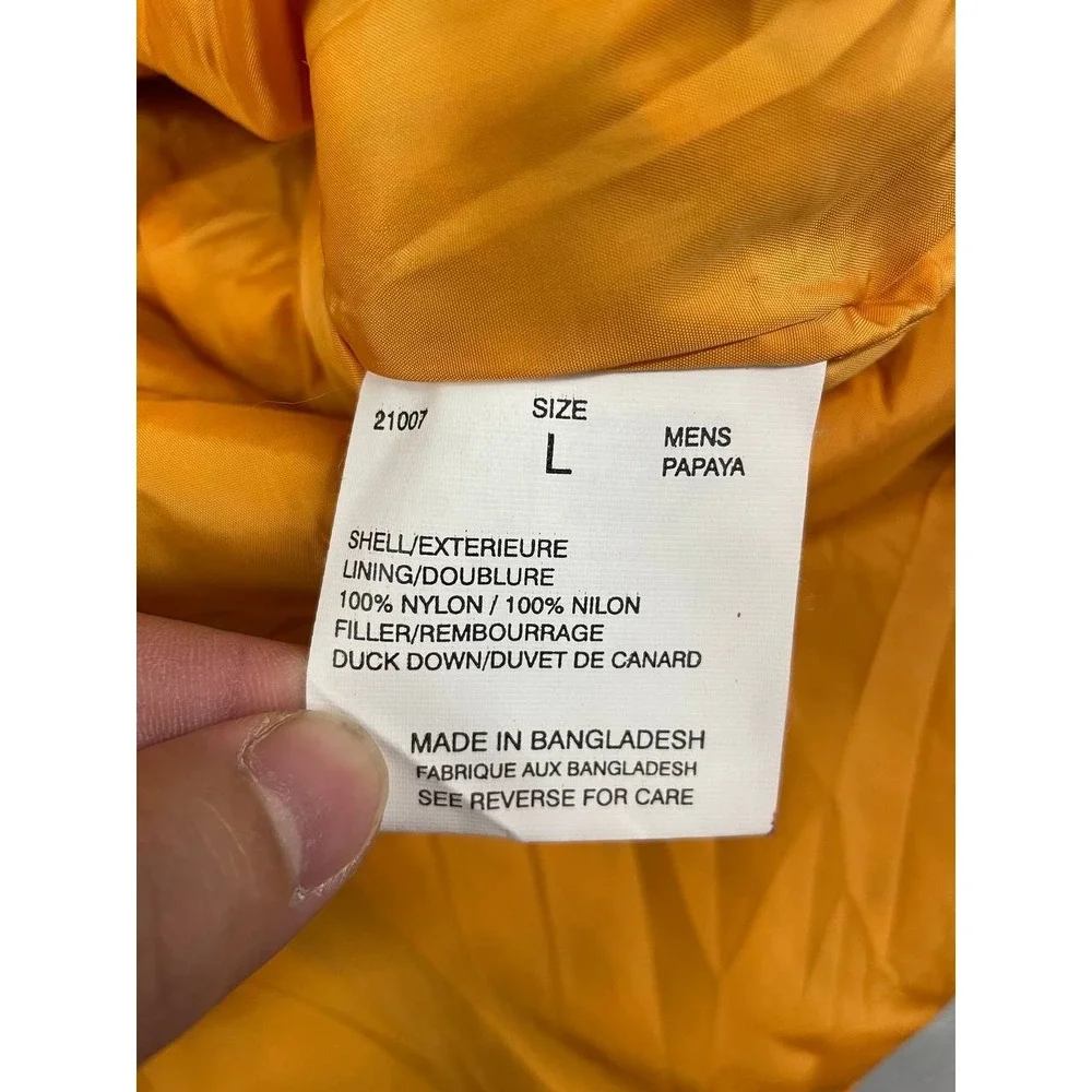 Vintage Woolrich‎ Puffer Vest Mens Large Orange Duck Down Full Zip
